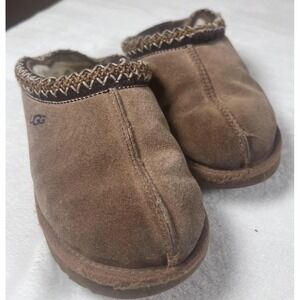UGG Slippers Womens Size 6 Brown Suede Mule Shearling Lined Slip On‎ House Shoes